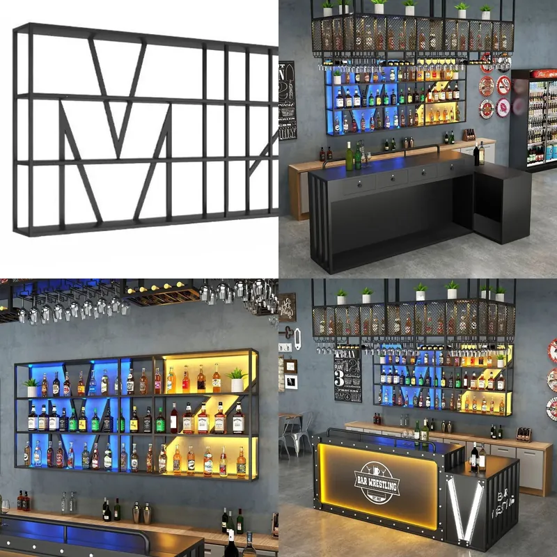 Wine & Beer Guayaquil - 벽걸이형 철제 와인랙 바 카운터 디스플레이