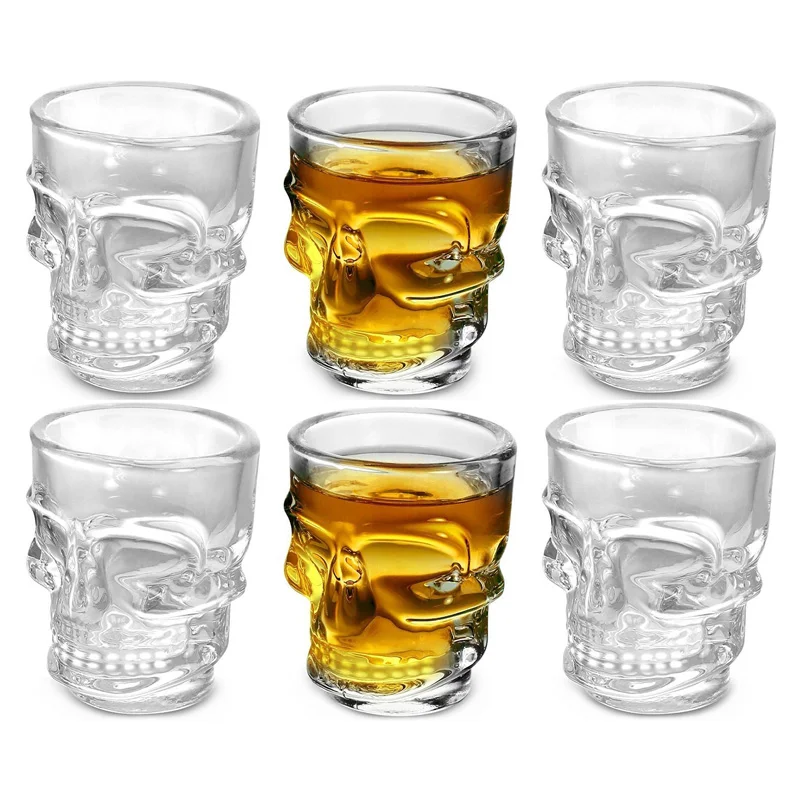 1/2Pcs 해골 머리 샷 유리 컵 크리 에이 티브 클 - Whisky Beer And Wine 리뷰 및 가격